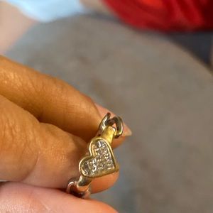 14k yellow white gold diamond heart ring